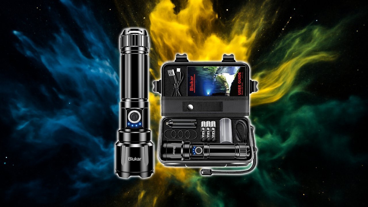 [03/12/2025] Blukar Taschenlampe LED Aufladbar, Extrem Hell Hohe Helligkeit Zoombar Taschenlampen Starke mit 5 Lichtmodi, IP67 Wasserdichte Flashlight Torch für Camping, Wandern, Outdoor, Angeln, Notfäll [Energieklasse A+++] Amazon Angebot
