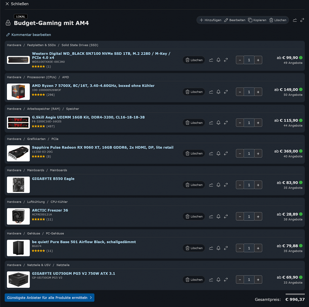 [25/12/2025] Gaming-PC auf Basis der AM4-Plattform