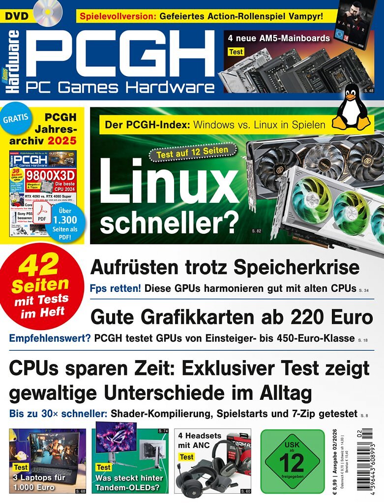 [15/12/2025] DVD-Cover der PCGH-Ausgabe 02/2026. Mit dabei ist Vampyr als Steam-Vollversion.