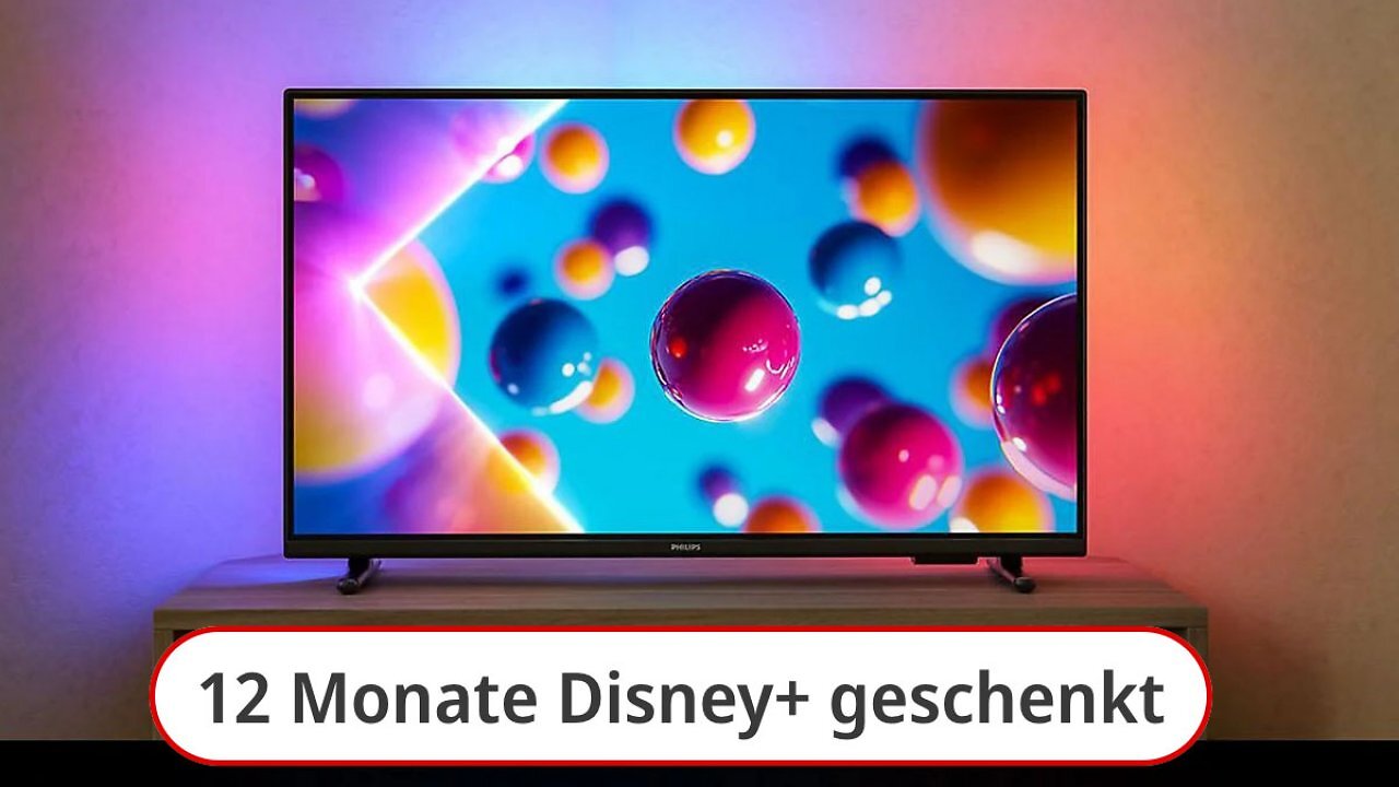 Amazon kontert Riesen-Rabatt bei MediaMarkt: Philips Ambilight TV rutscht unter 200€ - gratis dazu gibt's 12 Monate Disney+