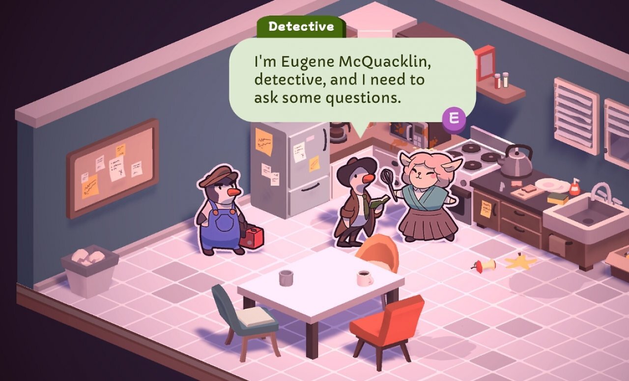 [12/12/2025] 2024: Duck Detective: The Secret Salami: Ein Mystery-Adventure, in dem ein Entendetektiv Hinweise sammelt und Verdächtige befragt, um den Fall einer verschwundenen Salamischeibe aufzuklären. Entwickelt von Happy Broccoli Games aus Berlin ist das Rätselspiel in Cartoon-Optik gestaltet. Auf Steam erhält der Titel sehr positive Bewertungen.