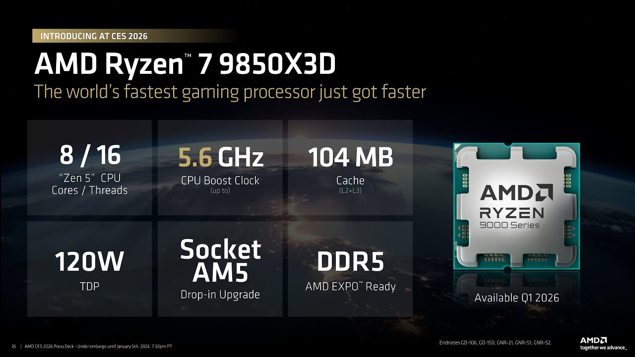 [05/01/2026] Ryzen 7 9850X3D