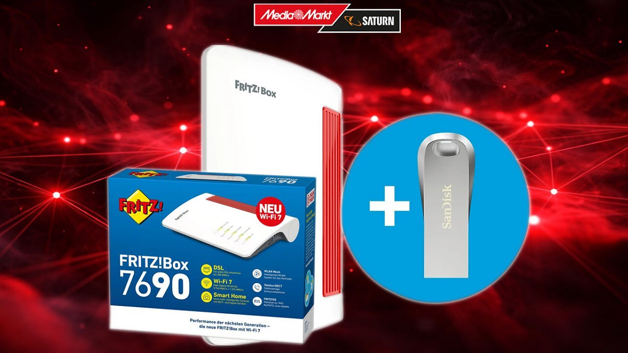 [08/01/2026] Fritzbox 7690 im Bundle mit Sandisk USB-Stick bei MediaMarkt