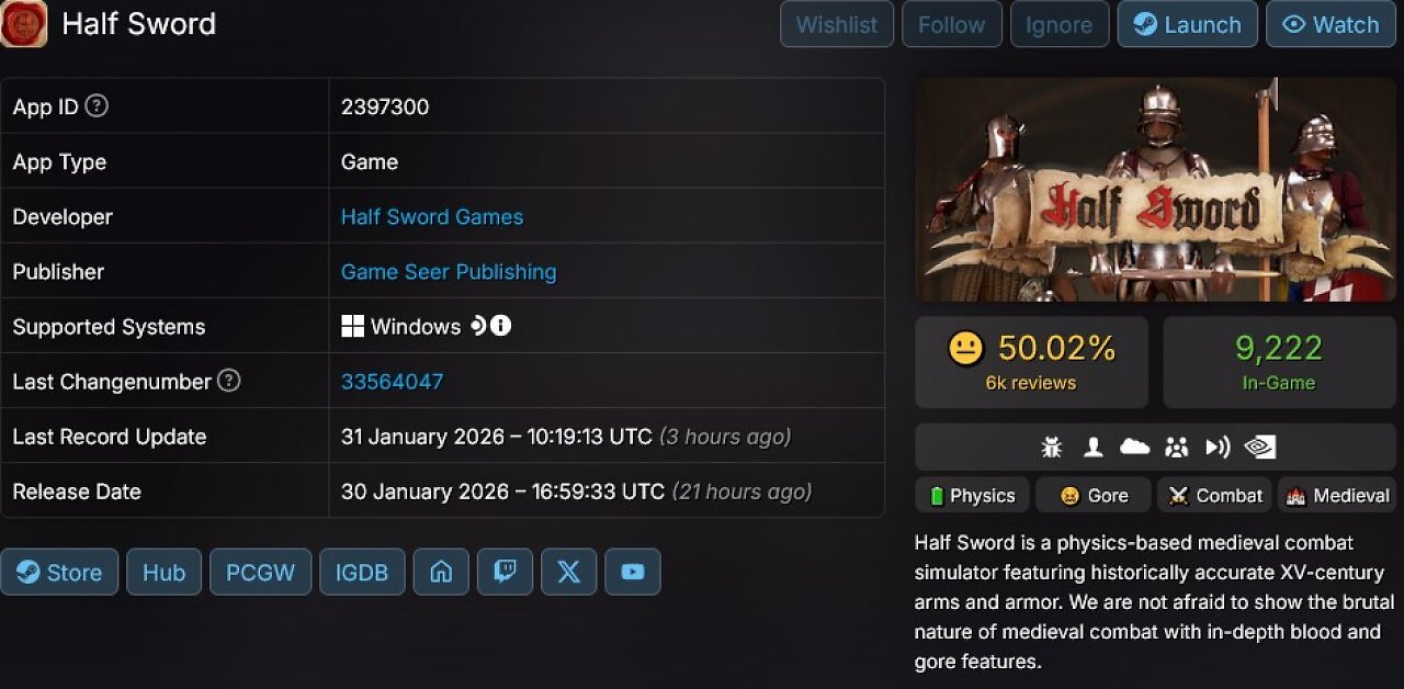 [31/01/2026] Half Sword: Mittelalter-Gemetzel kämpft mit reichlich Kritik auf Steam (1)
