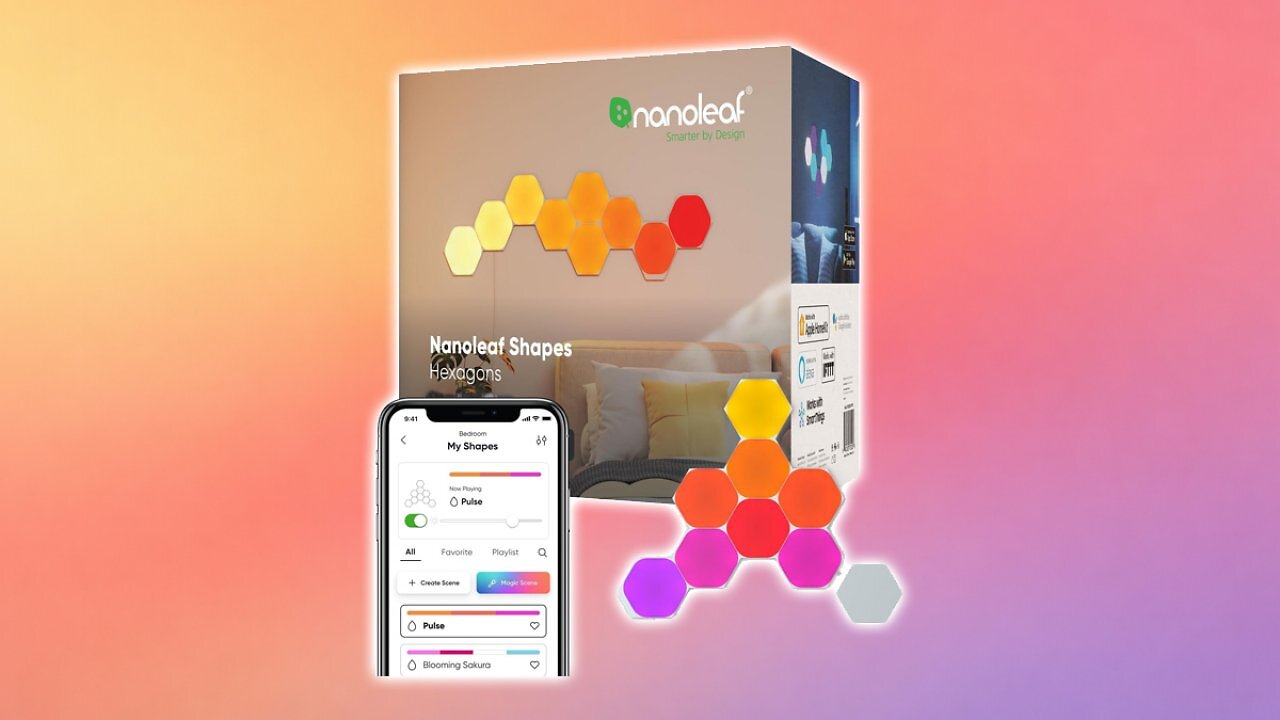 [14/01/2026] Nanoleaf Shapes Hexagon Starter Kit, 9 Smarten LED Panels RGBW - Modulare WLAN 16 Mio. Farben Wandleuchte Innen, Musik & Bildschirm Sync, Funktioniert mit Alexa Google Apple, für Deko & Gaming Amazon Angebot