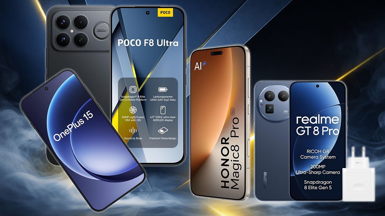 [19/01/2026] Mit Qualcomm Snapdragon 8 Elite Gen 5: Oneplus 15, Xiaomi Poco F8 Ultra, Honor Magic 8 Pro und Realme GT8 Pro jetzt zu Sparpreisen