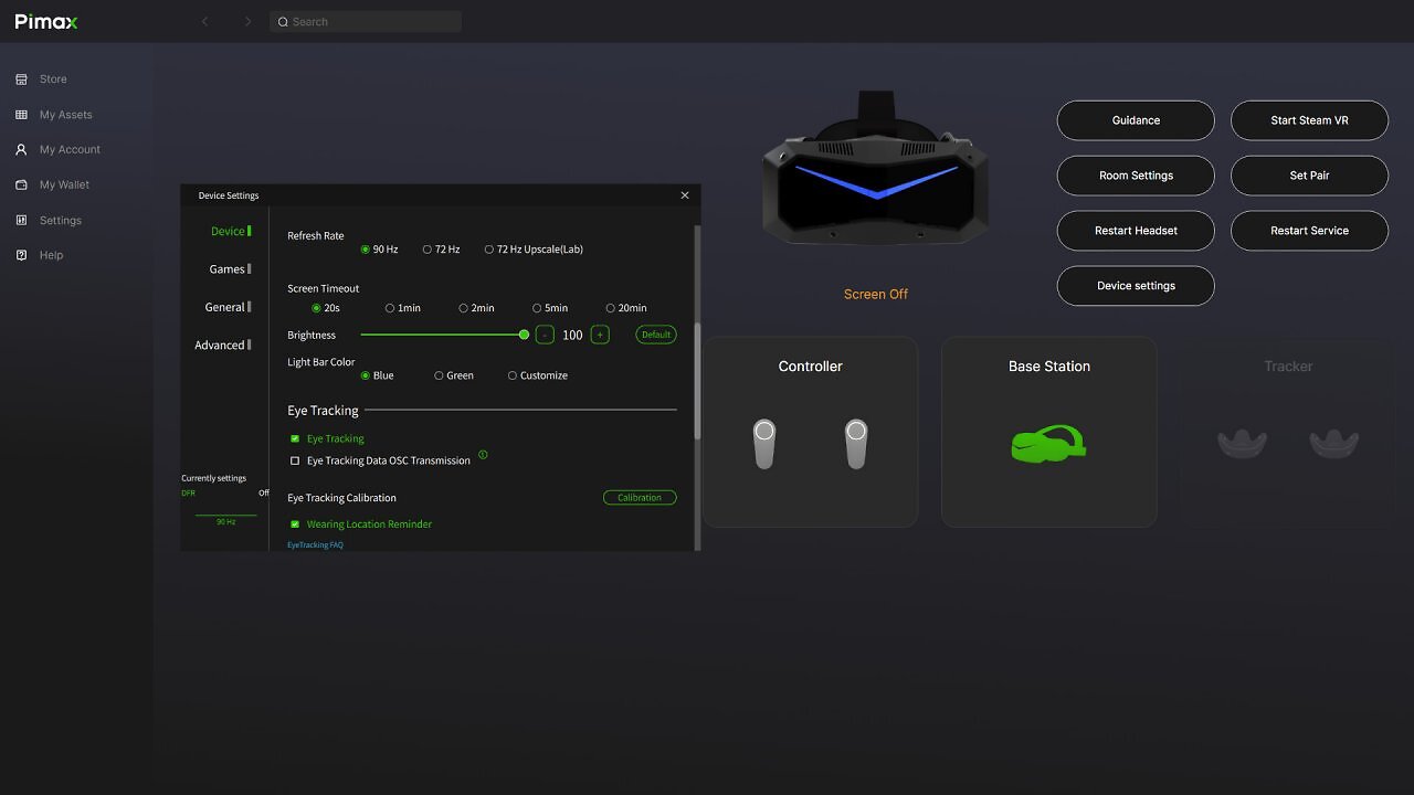 Screenshot der Pimax Play Software