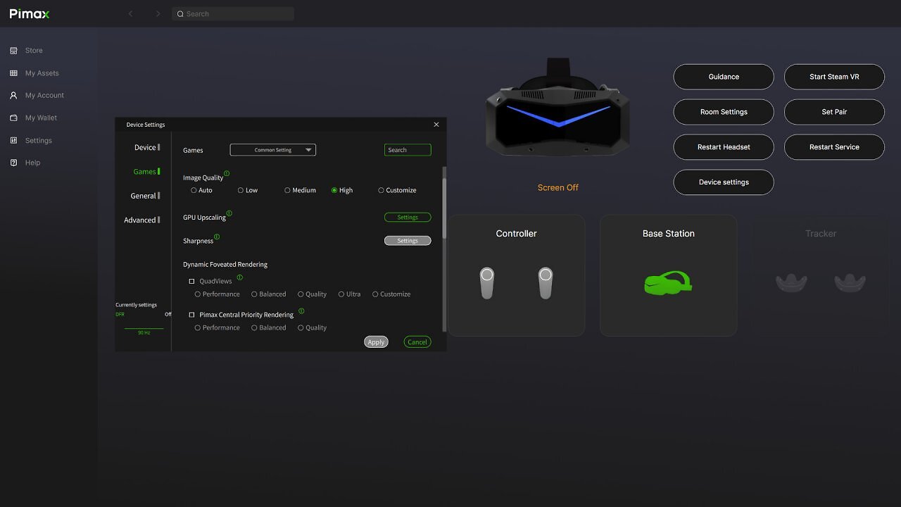 Screenshot der Pimax Play Software