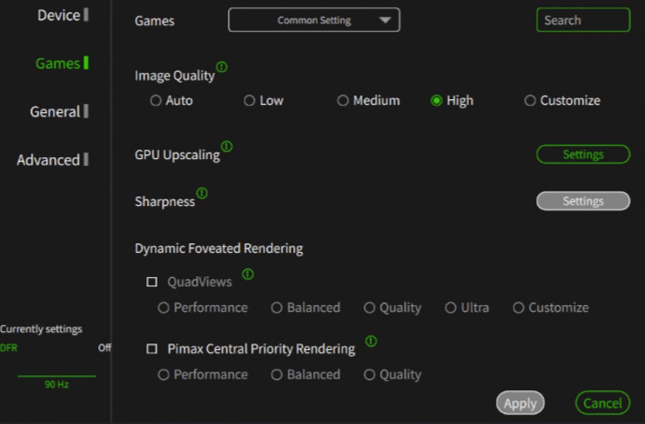 Screenshot der Pimax Play Software