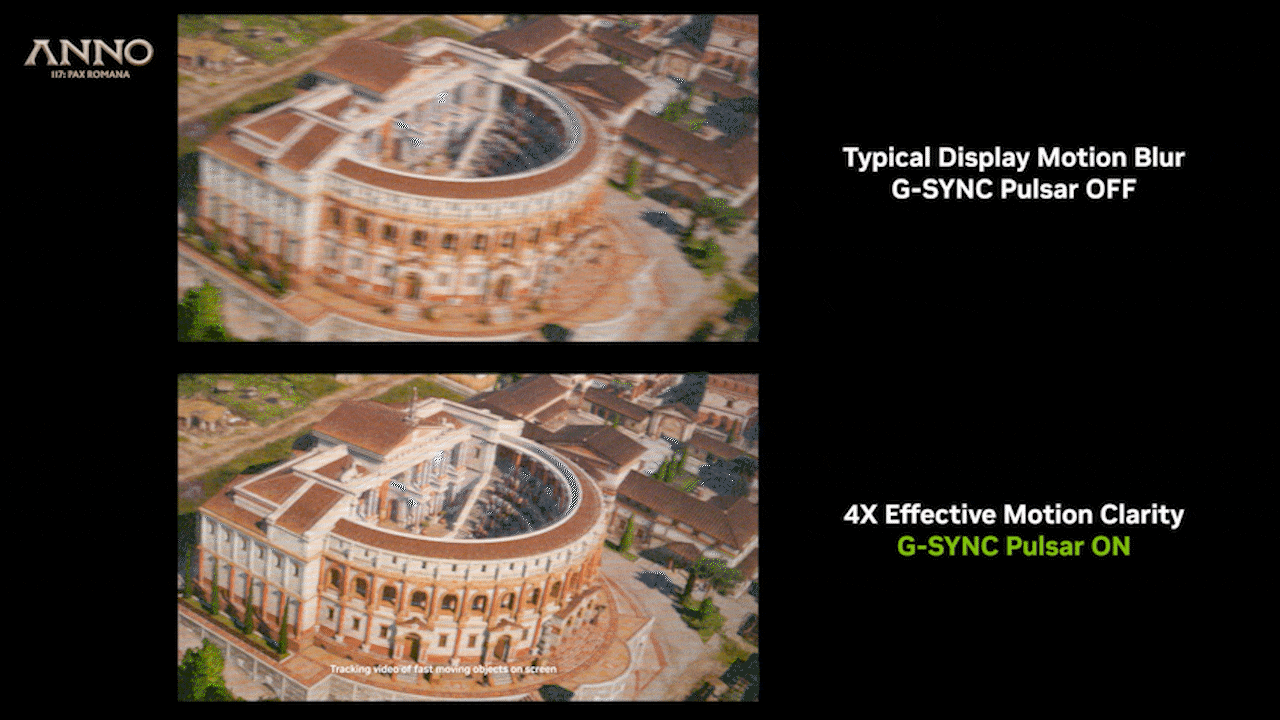 [19/01/2026] Anno 117 mit und ohne G-Sync Pulsar: Nvidia bewirbt die Bildklarheit mit 
