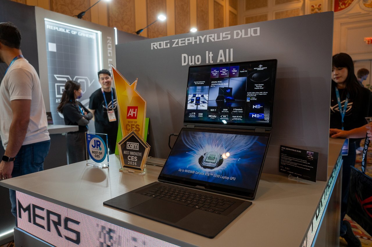 [08/01/2026] Asus hat im Rahmen der CES ein Dual-Screen-Notebook vorgestellt.