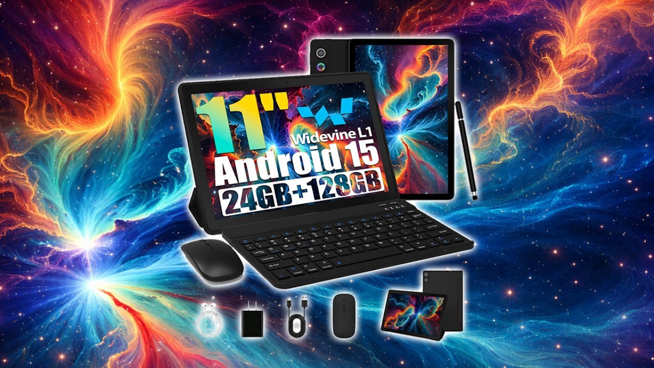 [21/01/2026] Tablet, Android Tablet 11 Zoll mit 24GB RAM + 128GB ROM (1TB TF), Octa-Core, Widevine L1, WiFi 6 & BT 5.3, 6800mAh Akku, Dual Kamera – Tablet mit Tastatur, Maus, Stift & Hülle Amazon Angebot