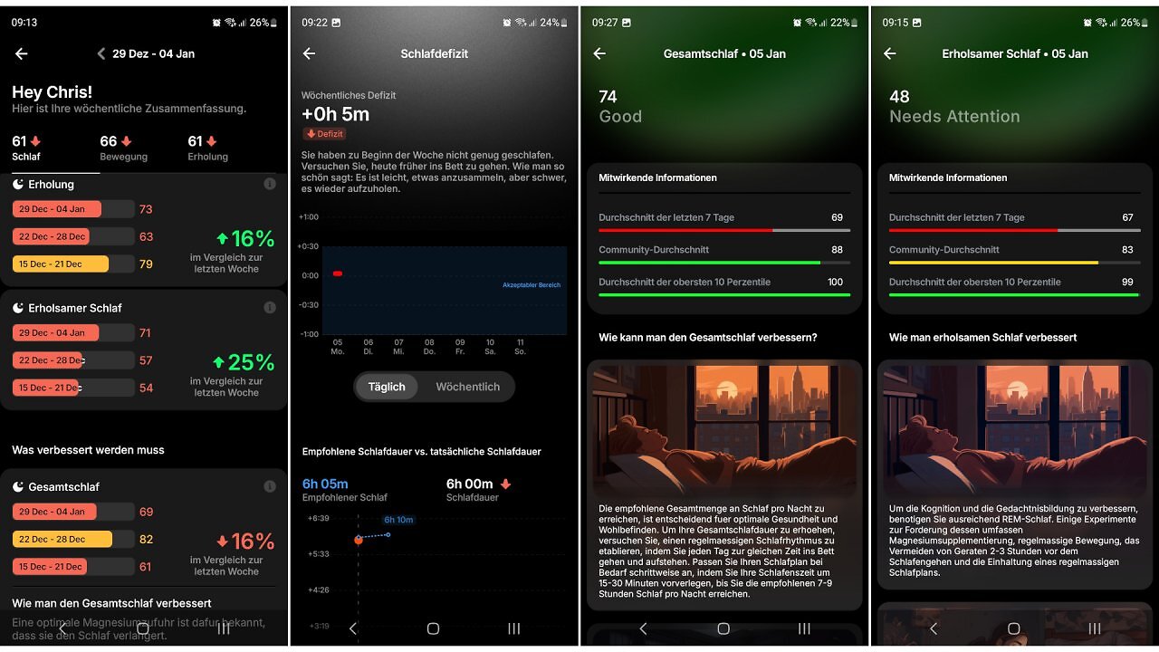 Screenshots aus der Ultrahuman-App