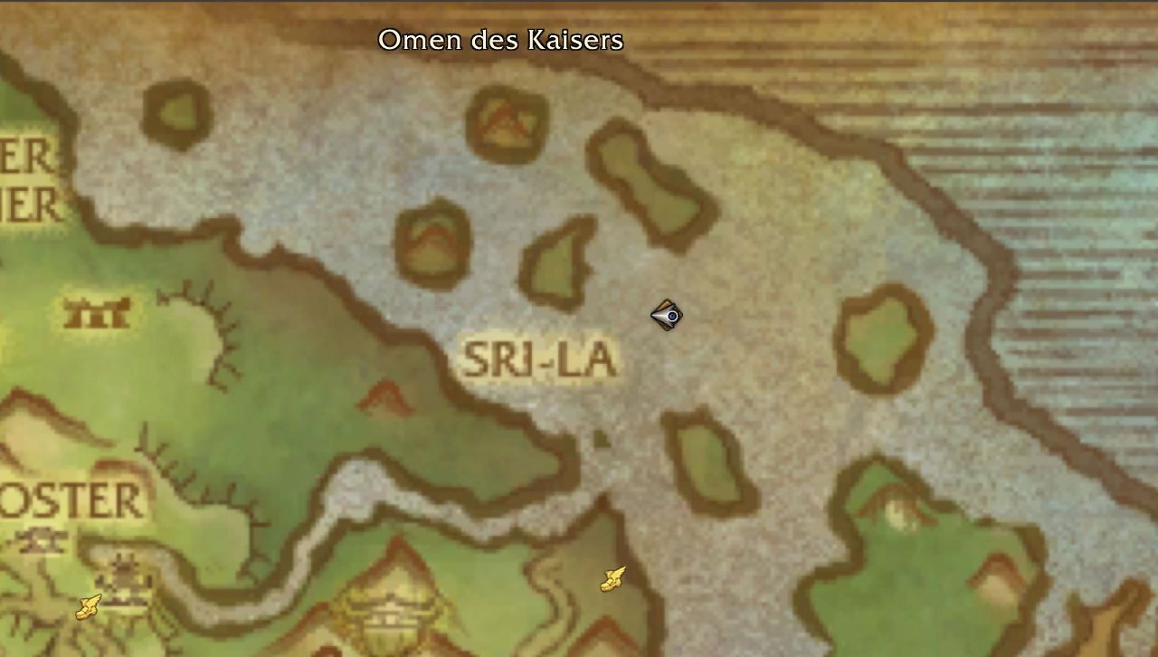 [20/01/2026] Frederik der Fabelhafte befindet sich in Pandaria im Nordosten des Jadewalds bei den Koordinaten 57/16 (oben rechts vom Schriftzug (