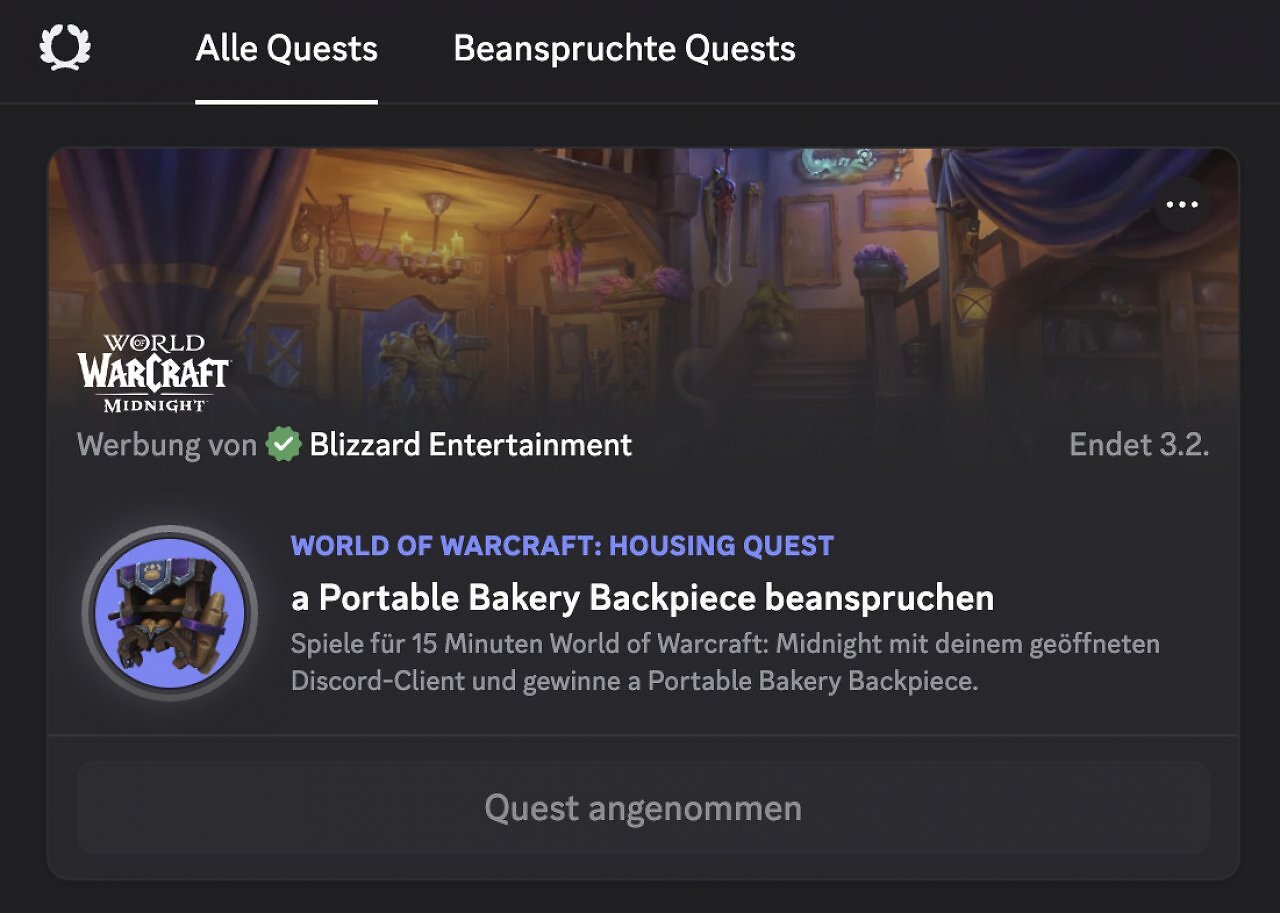 [28/01/2026] Discord-Quest mit neuem Gratis-Item für WoW.