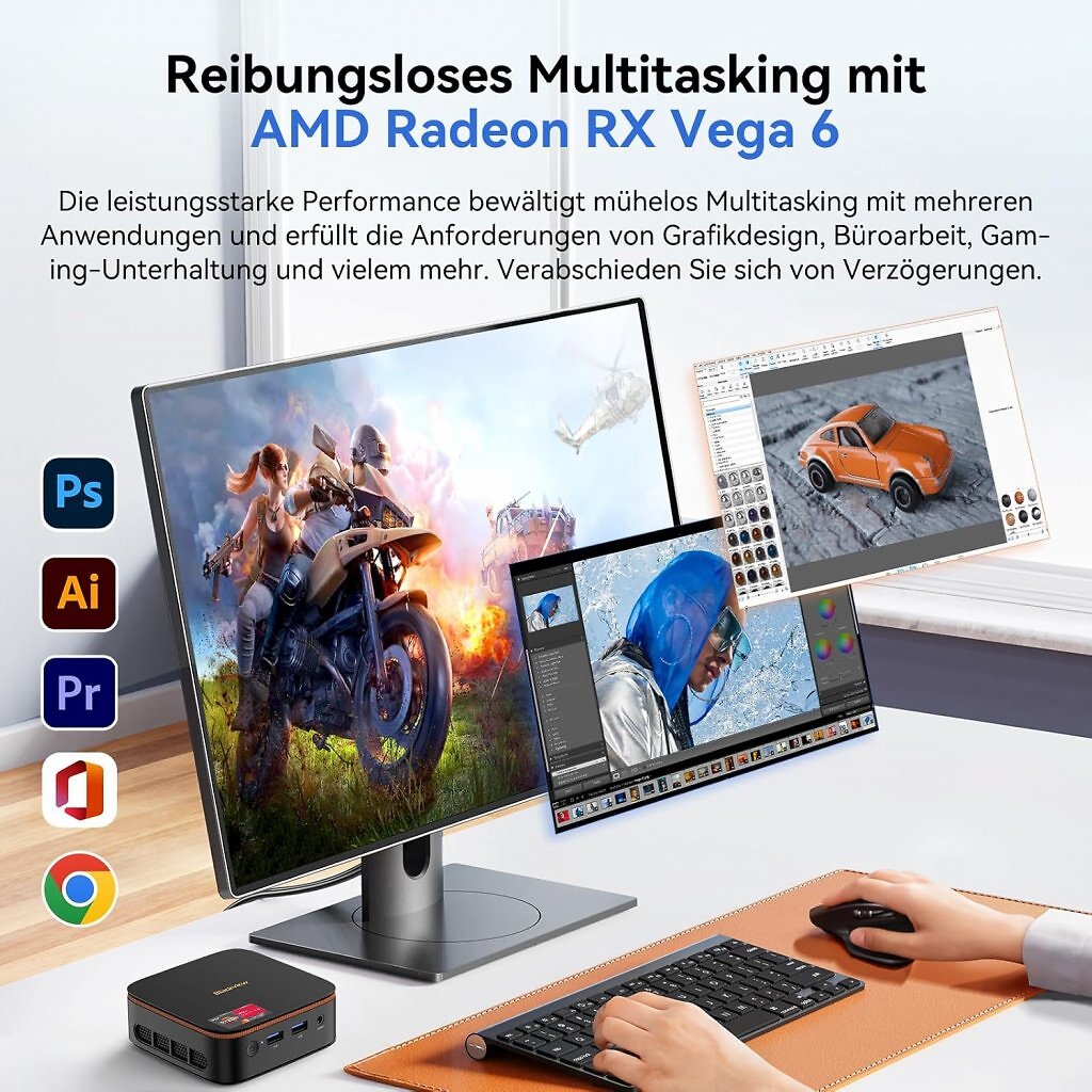 [19/02/2026] Mit AMD Ryzen 3 und Radeon RX Vega 6 erfüllt der Blackview MP20 die gängigen Anforderungen im (Home-)Office.