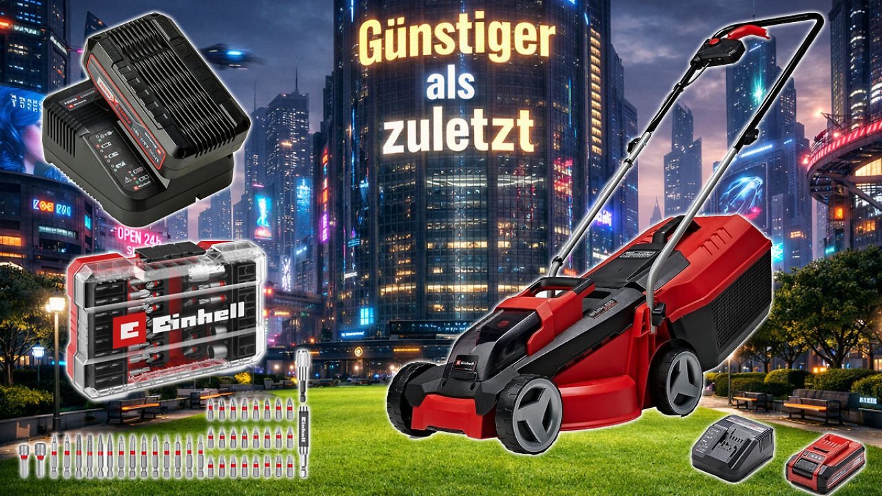 [23/02/2026] Einhell-Akku und Lader inklusive: Für 100 € fährt Rasenmäher aus Amazons Hütte - 18V-Akku für 15, Bits für 12 Euro (1)