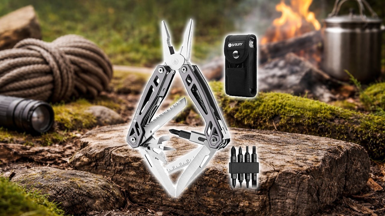 [04/02/2026] BIBURY 21 in 1 Multitool, Geschenke für Män, Langlebig Titanbeschichtete Edelstahlzange mit Klappmesser, Säge und Schraubendreherset, Multifunktionswerkzeug für Outdoor, Camping, Reparieren-Titanium Amazon Angebot