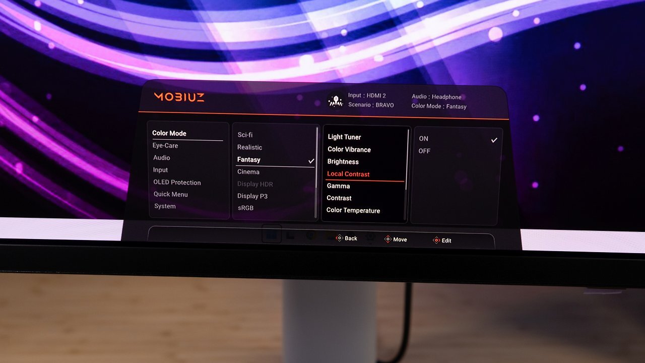 [06/02/2026] BenQ Mobiuz EX271UZ: Die Game-Art-Profile lassen sehr umfangreiche Anpassungen zu; Sie können obendrein eigene anlegen, in Profilen abspeichern oder sie mittels Color-Shuttle-Software nicht ganz unähnlich Reshade-Profilen mit anderen Nutzern tauschen.