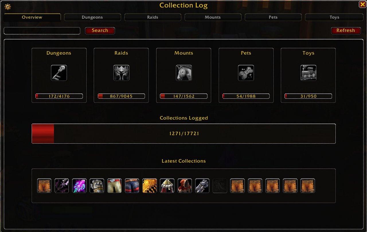 [13/02/2026] So sieht Collection Log im Spiel aus.