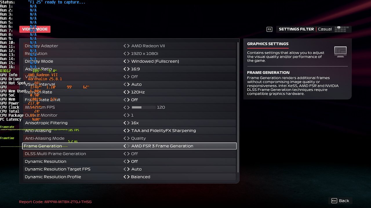 F1 25: FSR 3 Frame Generation auf Radeon VII