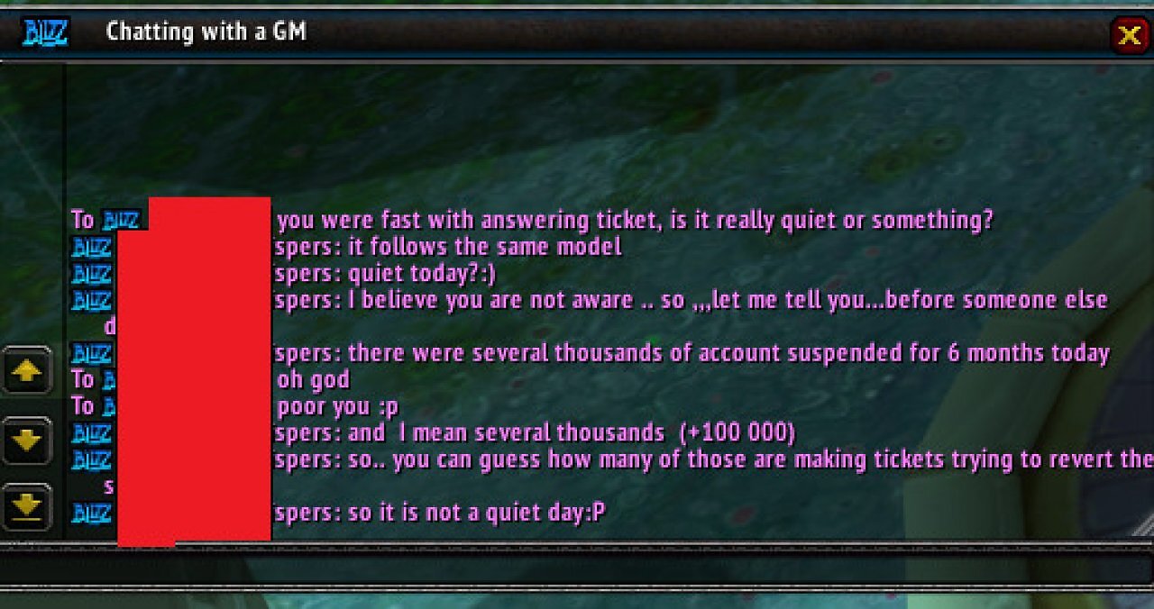 [13/02/2026] Aus Chats wie diesem erkennt man gut, dass selbst der Ban-Hammer immer wieder für Mehraufwand sorgt, weil Blizzard niemanden grundlos betrafen will.