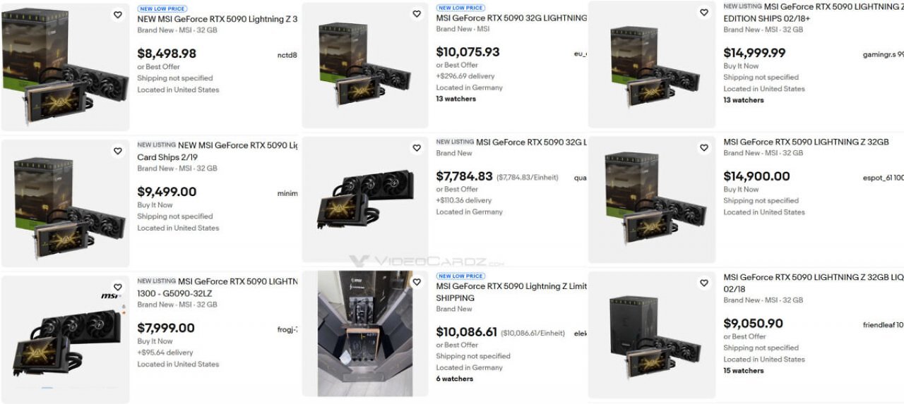 [16/02/2026] Die Verkaufspreise auf dem Zweitmarkt für die RTX 5090 Lightning.