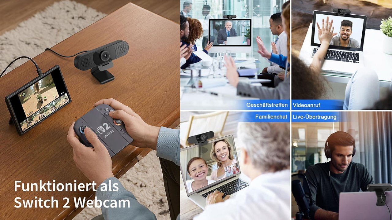 Beliebteste Webcam bei Amazon rutscht auf 23,99€: Full-HD, Dual-Mikrofon für Windows-PC, Mac & Switch 2