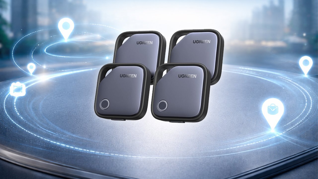[25/02/2026] UGREEN FineTrack Duo 4er Pack für iOS oder Android, USB C aufladbarer Tracker kompatible mit Apple Find My oder Google Find Hub, Schlüsselfinder und Smarttag für Backpack, Koffer, Pass usw. Amazon Angebot