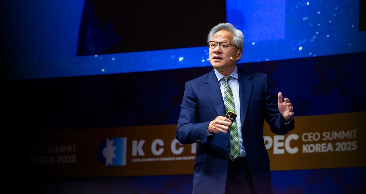 [27/03/2026] Nachfolge bei Nvidia: Jensen Huang spricht über seinen Plan — Im Bild: Korea schließt sich der industriellen KI-Revolution an: Nvidia-CEO Jensen Huang gibt auf dem APEC-Gipfel eine historische Partnerschaft bekannt