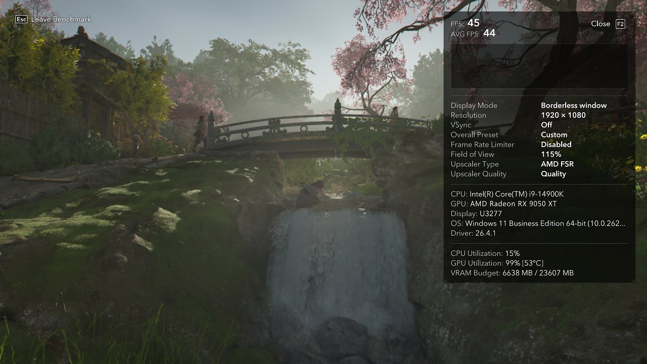 Assassin's Creed Shadows: Radeon RX 9050 XT HMS 24 GiB