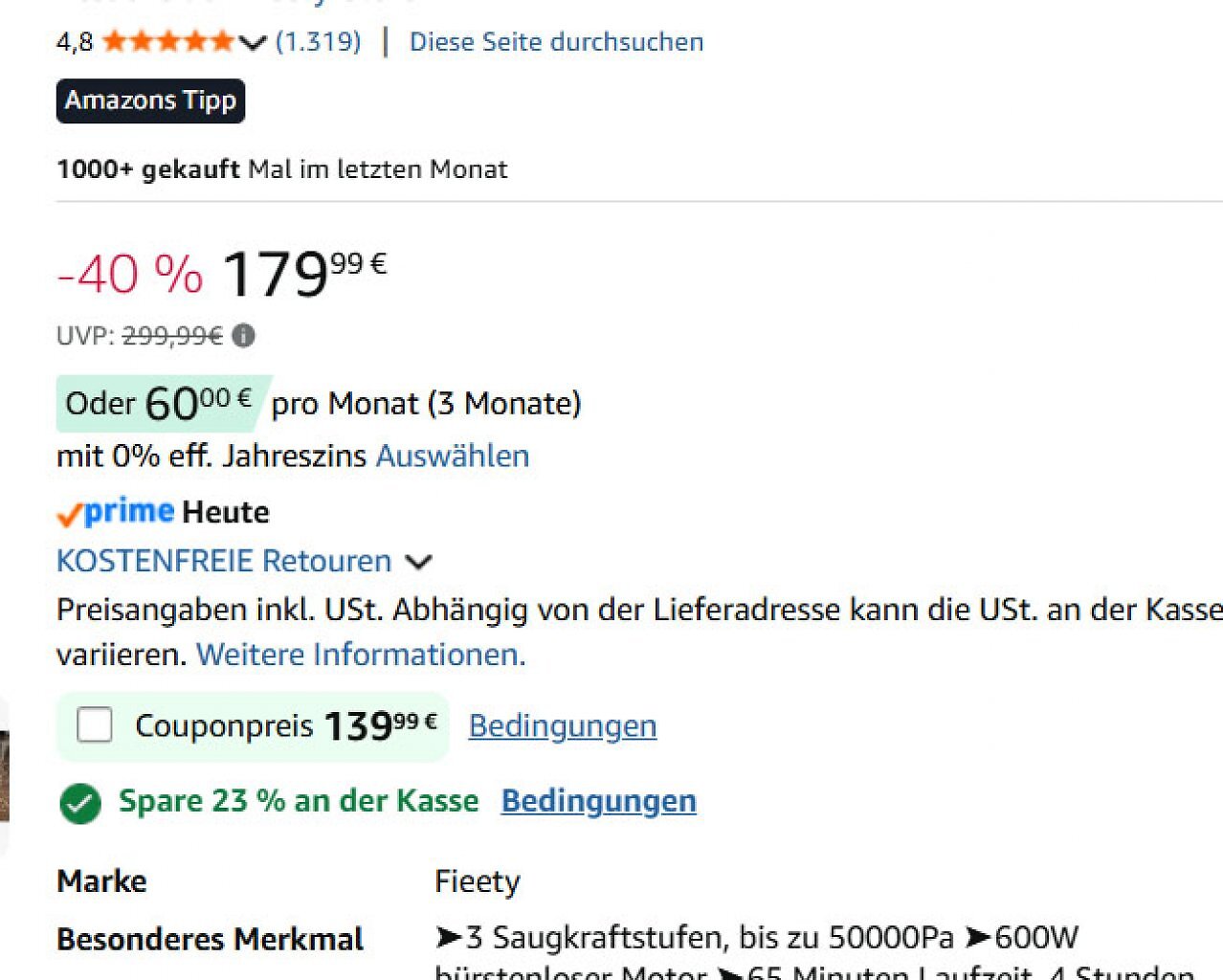 Amazon reduziert Akku-Staubsauger teils mehrfach.