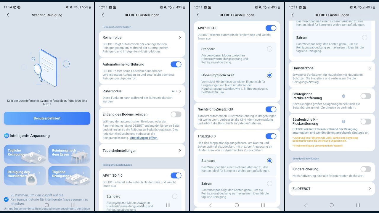 Screenshots aus der Ecovacs Home App