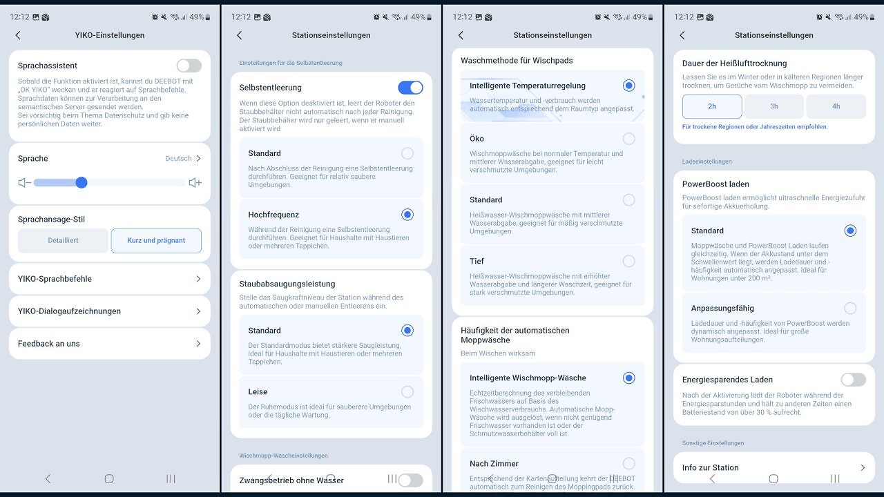 Screenshots aus der Ecovacs Home App