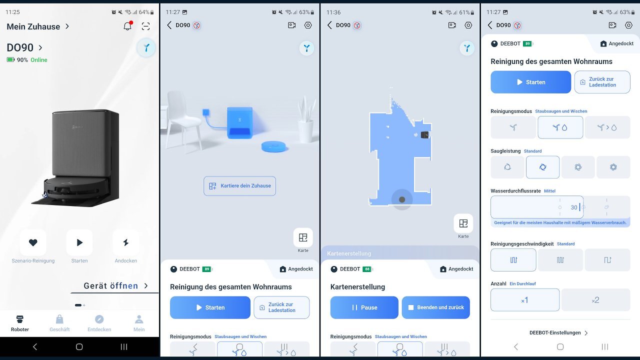 Screenshots aus der Ecovacs Home App