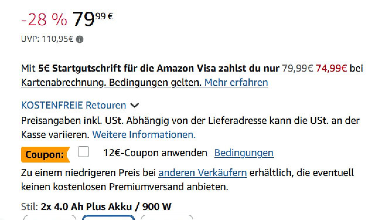 Den Doppelpack aus zwei 4 Ah großen Einhell-Akkus gibt es bei Amazon zum Sparpreis.