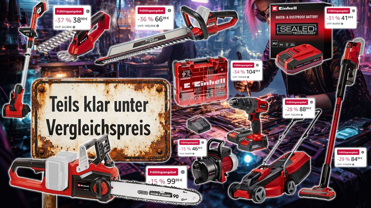 [15/03/2026] 2. Welle, gilt 48 Stunden: Amazon verbilligt Einhell - Kettensäge, Sauger, Heckenschere, 18V-Akku Rasenmäher und mehr (1)