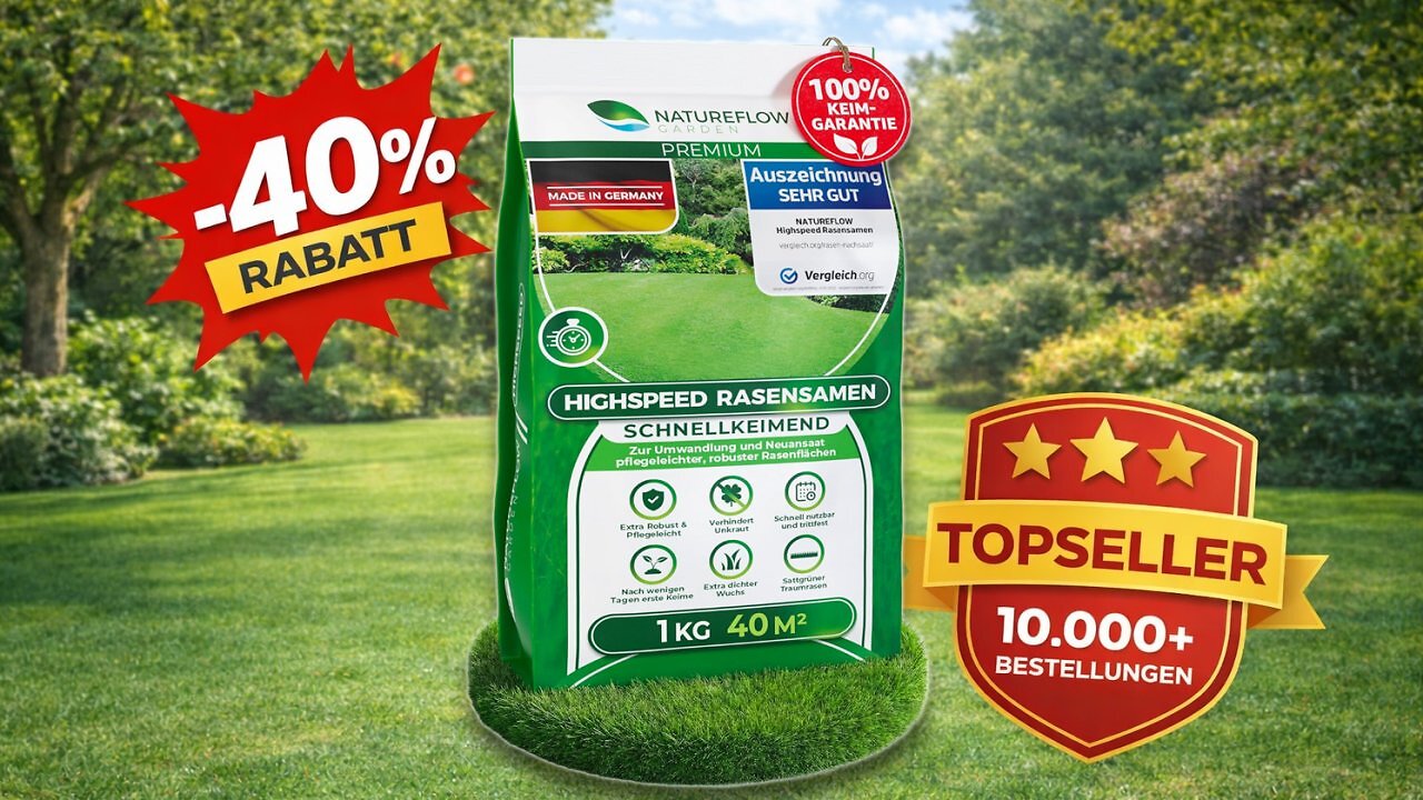 [26/03/2026] 40 % Rabatt bei Amazon: Premium-Rasensamen mit 