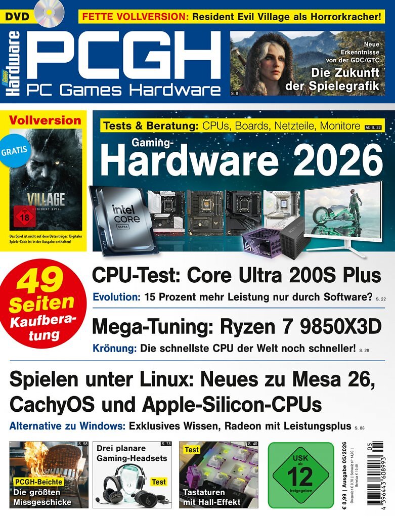 [25/03/2026] DVD-Cover der PCGH-Ausgabe 05/2026. Mit dabei ist Resident Evil Village als Steam-Key.