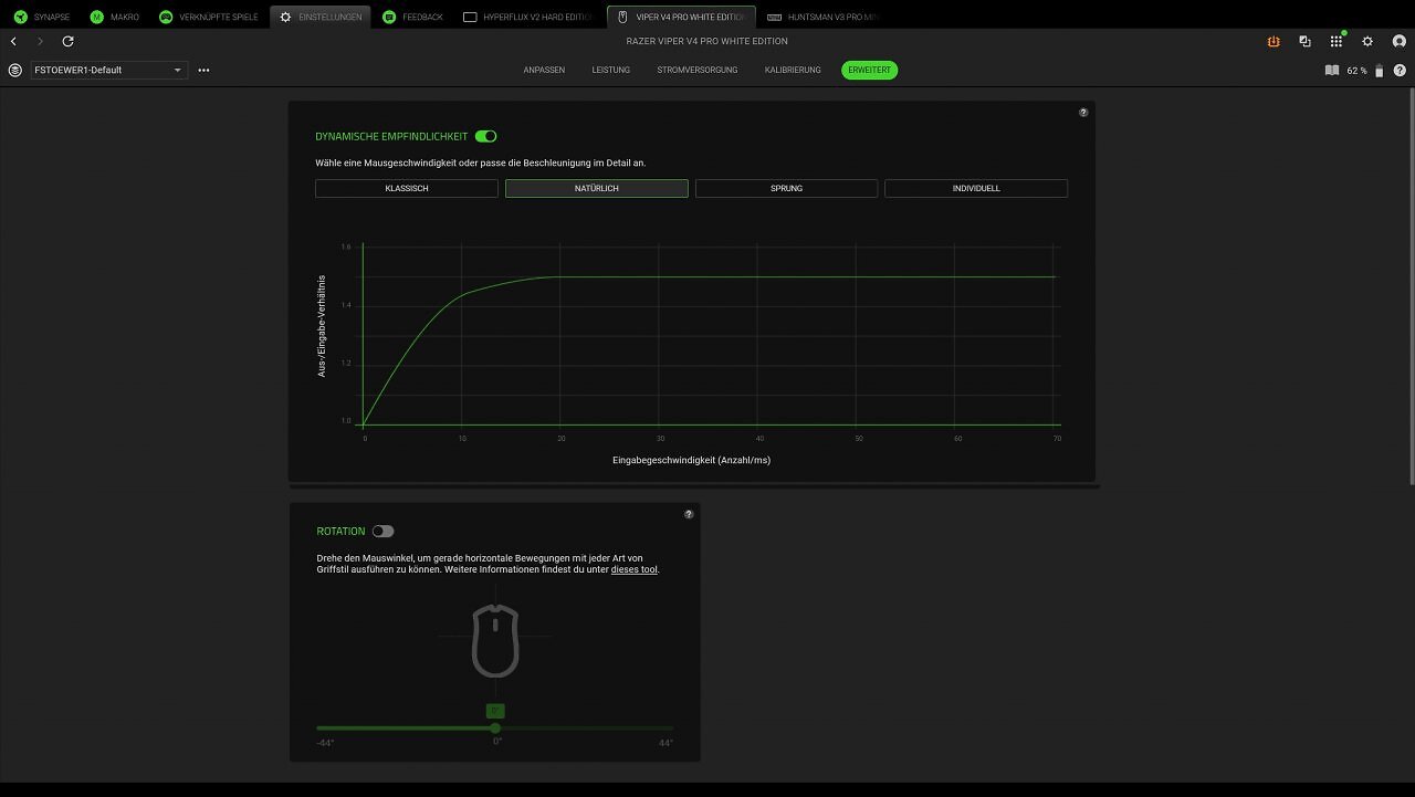 [23/03/2026] Razers-Synapse-4-Software ist ein gutes Werkzeug für die MCU-gesteuerte Abtastoptimierung und individuelle Einstellungen wie dynamische Empfindlichkeit und Rotation.