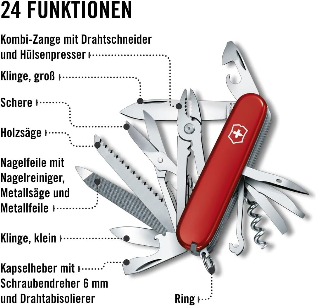 Der Victorinox Handyman ist ein Schweizer Taschenmesser mit 24 Funktionen wie Zange.
