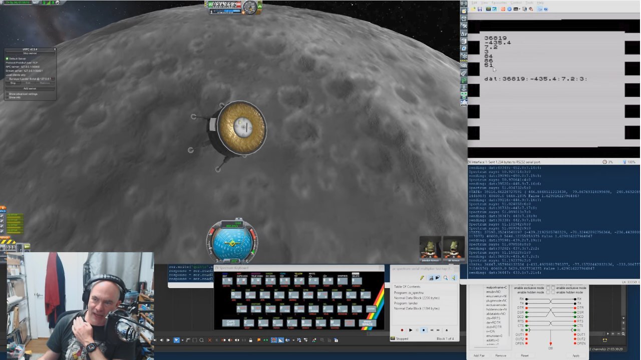 [26/03/2026] Ein ZX Spectrum 48K aus den Achtzigern steuert in Kerbal Space Program die Triebwerke einer Mondlandefähre - mit Erfolg.