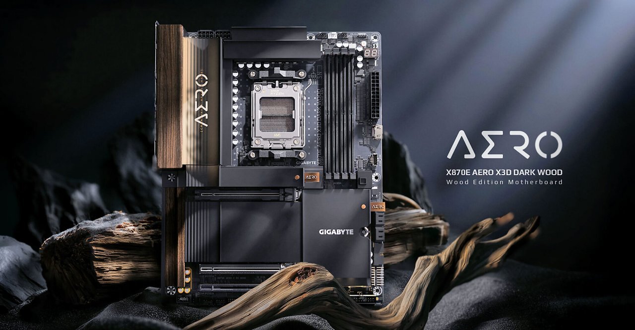 [02/04/2026] X870E-Mainboard mit Holz: Gigabyte zeigt Aero X3D Dark Wood (2)