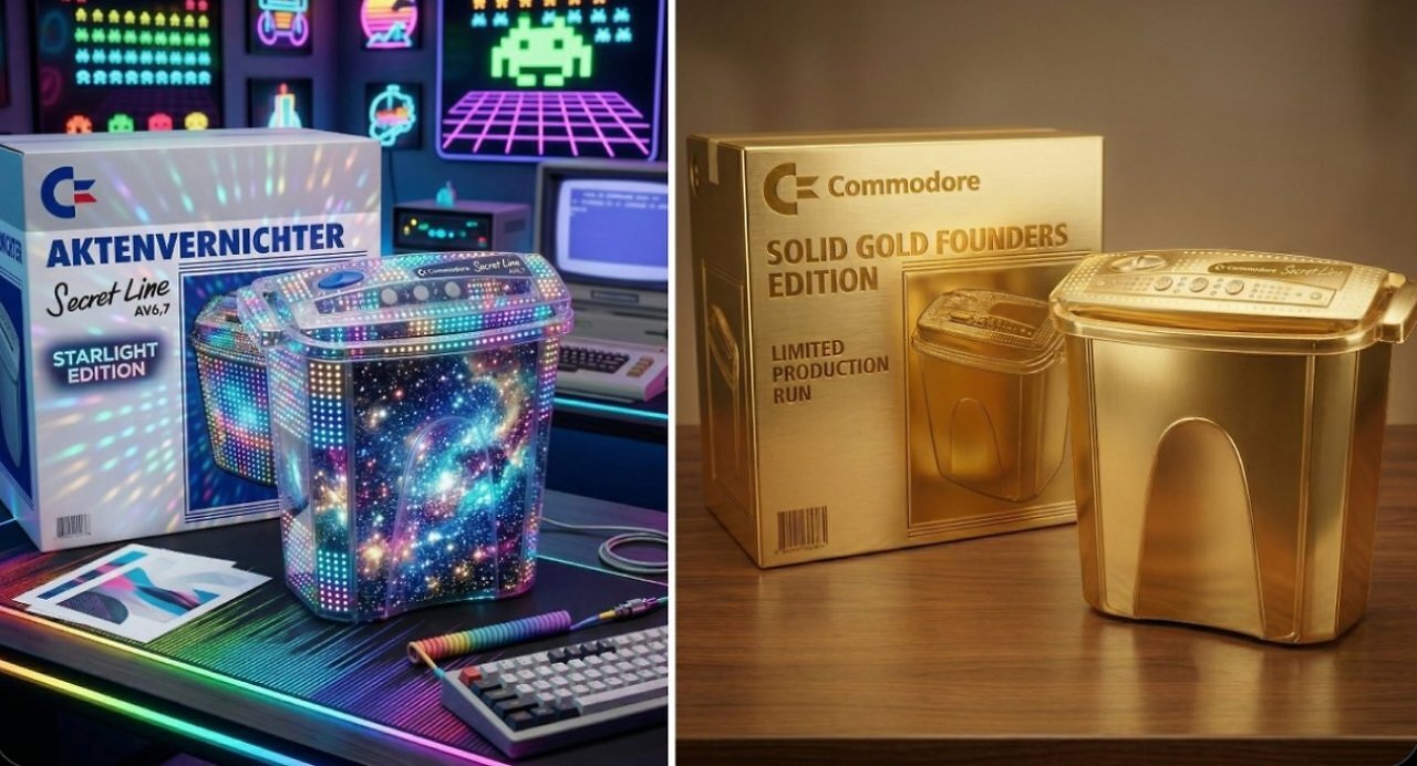[01/04/2026] C64: Commodore zeigt Aktenvernichter mit Gold und RGB