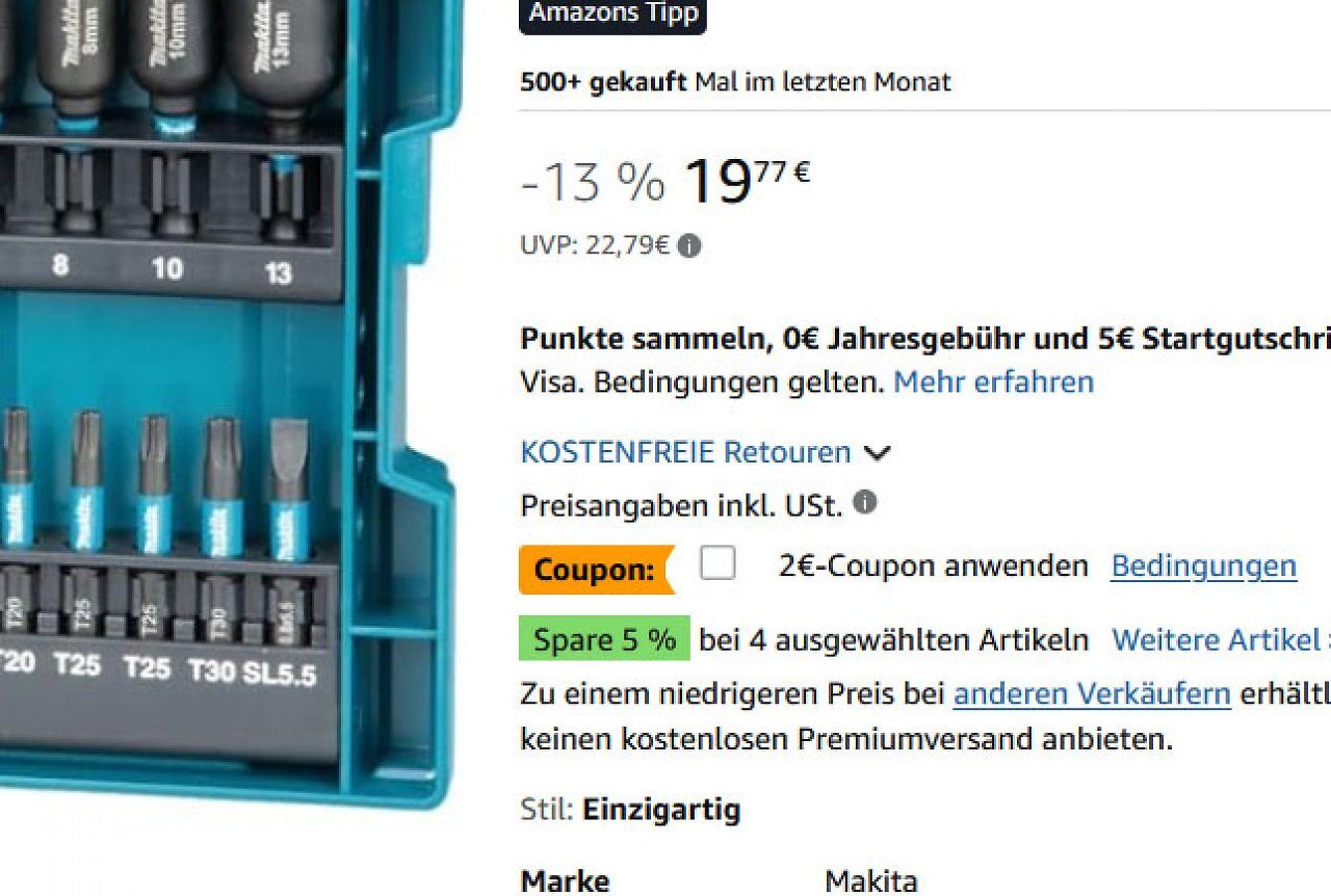 Die Makita-Bits sind gerade doppelt reduziert.
