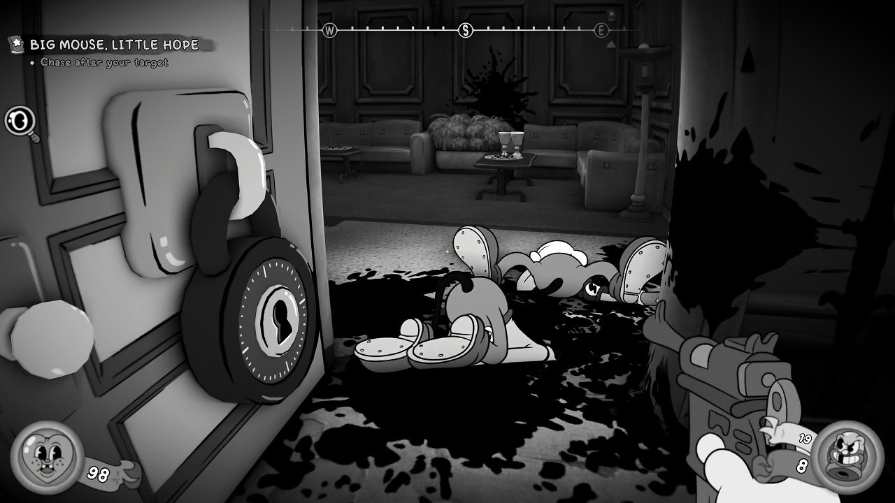 [14/04/2026] Mouse: PI For Hire: Erledigte Gegner - allesamt Sprites - drehen sich stets zur Kamera, wie in klassischen Shootern (Doom lässt grüßen).