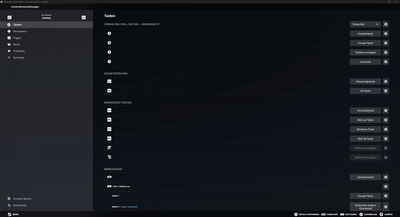 [27/04/2026] Steam-Controller-Einstellungen: Tasten