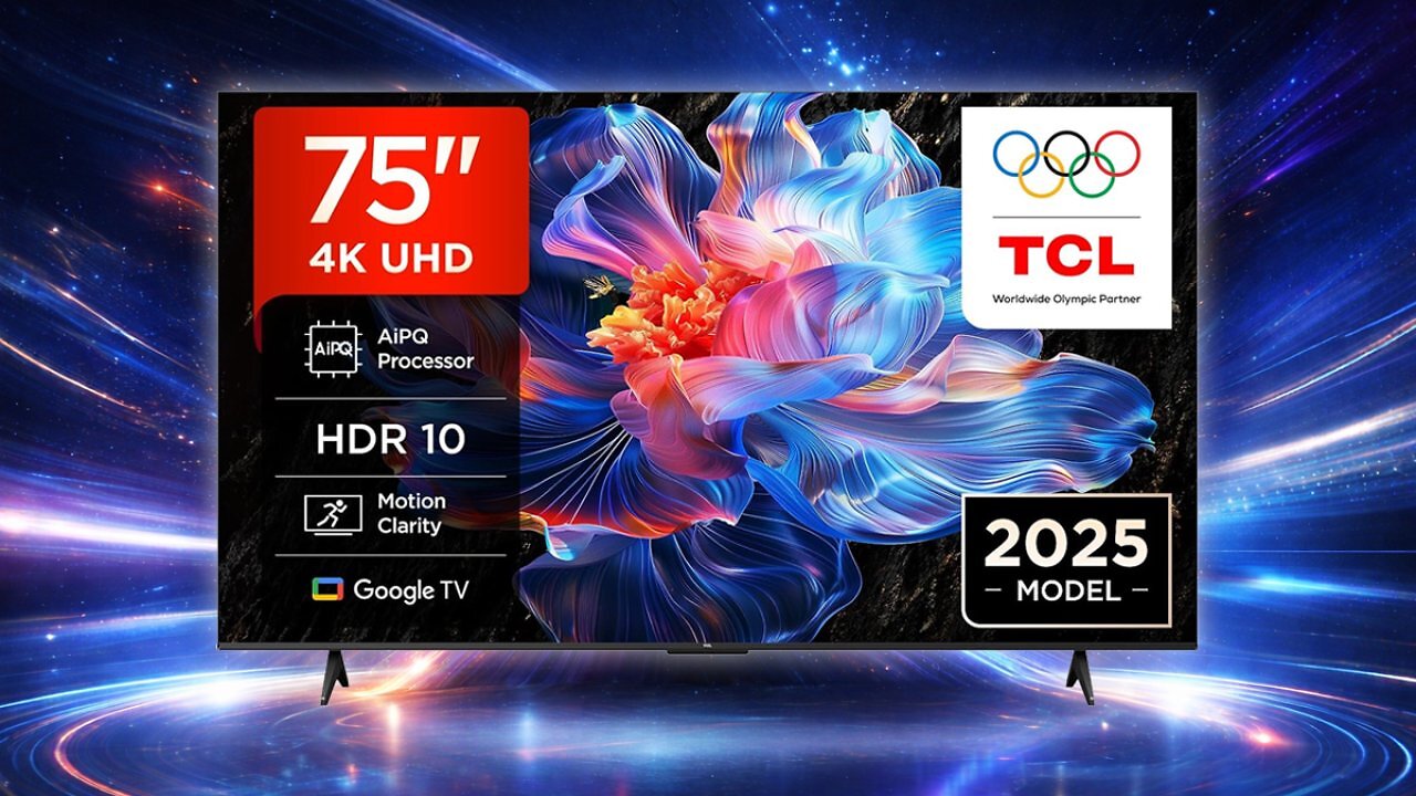 [07/04/2026] TCL 75V6C 75 Zoll Direct LED TV, 4K HDR Fernseher, Smart TV mithilfe von Google TV (Dolby Audio, Motion Clarity, Kompatibel mit Google Assistant & Alexa) [Energieklasse E] Amazon Angebot