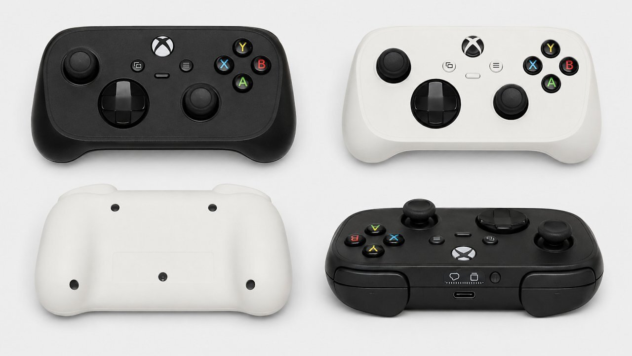 [15/05/2026] Illustration auf Basis der von Tecnoblog veröffentlichten Anatel-Bilder: Der kompakte Xbox-Cloud-Controller soll in Schwarz und Weiß geplant sein und einen Local-/Cloud-Modus bieten.