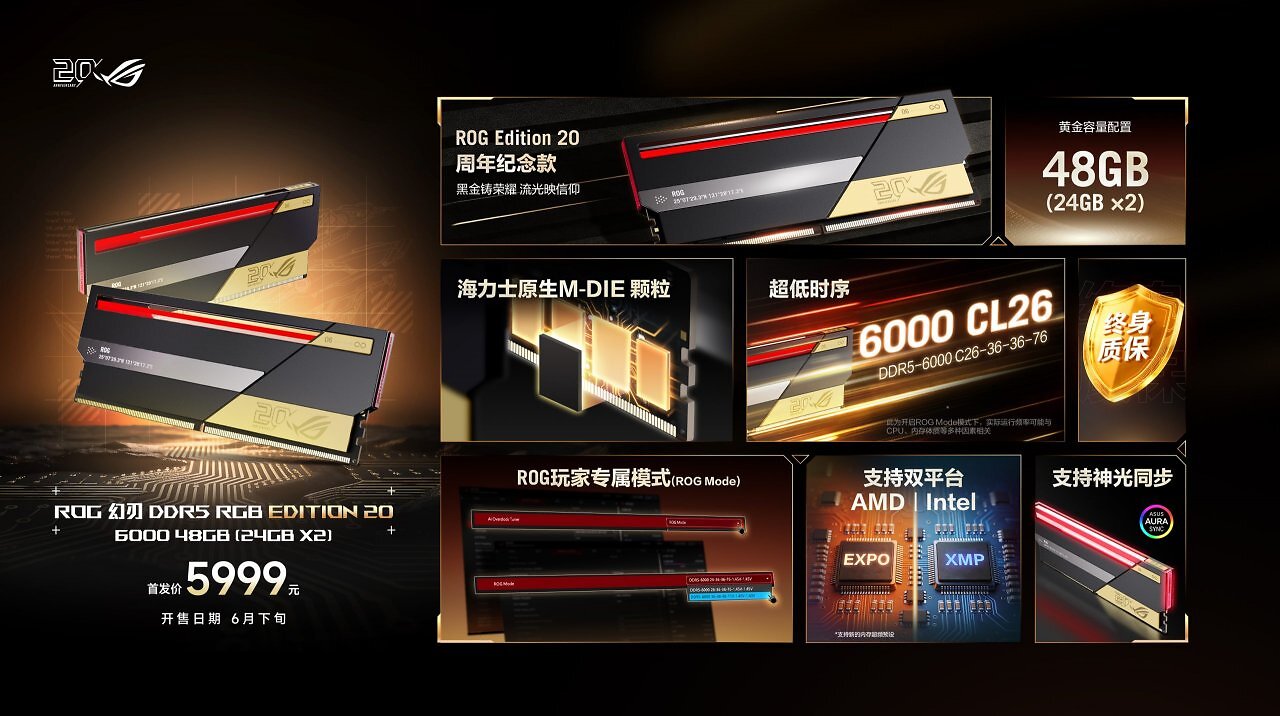 [15/05/2026] Asus ROG Edition 20 DDR5-6000 CL26